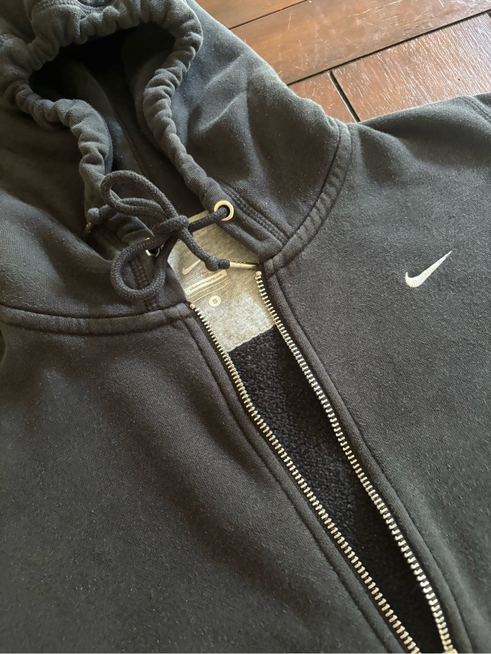 Nike Black Full-Zip Hooded Sweatshirt with White Swoosh